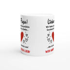 Weiße Papa-Tasse mit Spruch „Lieber Papa! Wir haben versucht, das perfekte Geschenk für dich zu finden … aber du hast ja bereits uns! Wir haben dich lieb!“ – Ansicht 2
