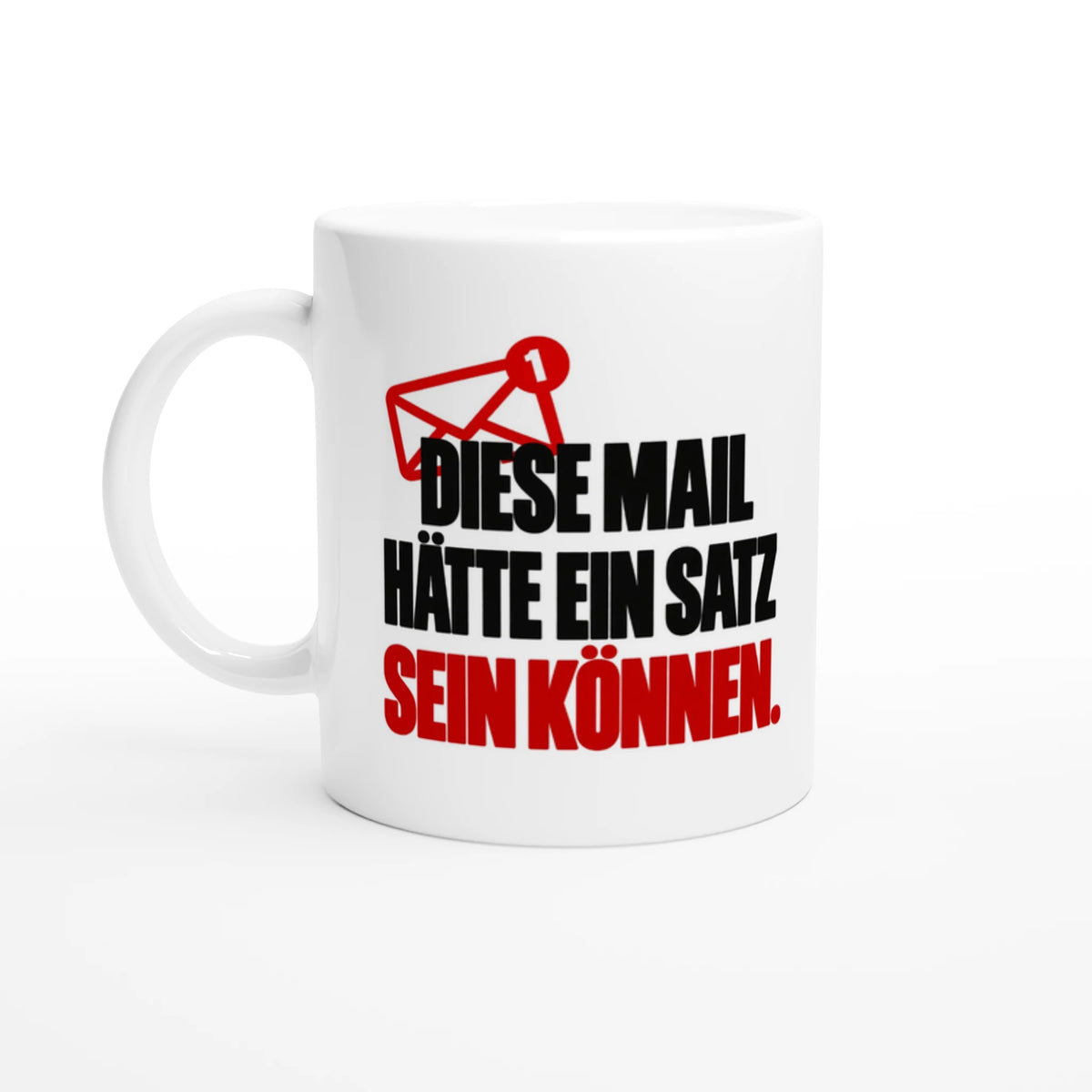 Weiße Bürotasse Geschenk für Kollegen mit lustigem E-Mail-Spruch