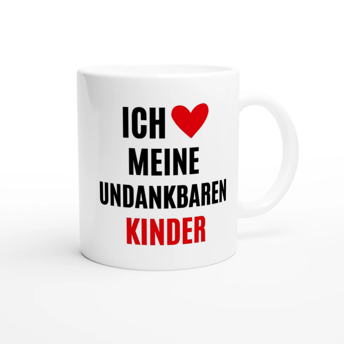 Weiße Eltern-Tasse mit Spruch „Ich ❤ meine undankbaren Kinder“