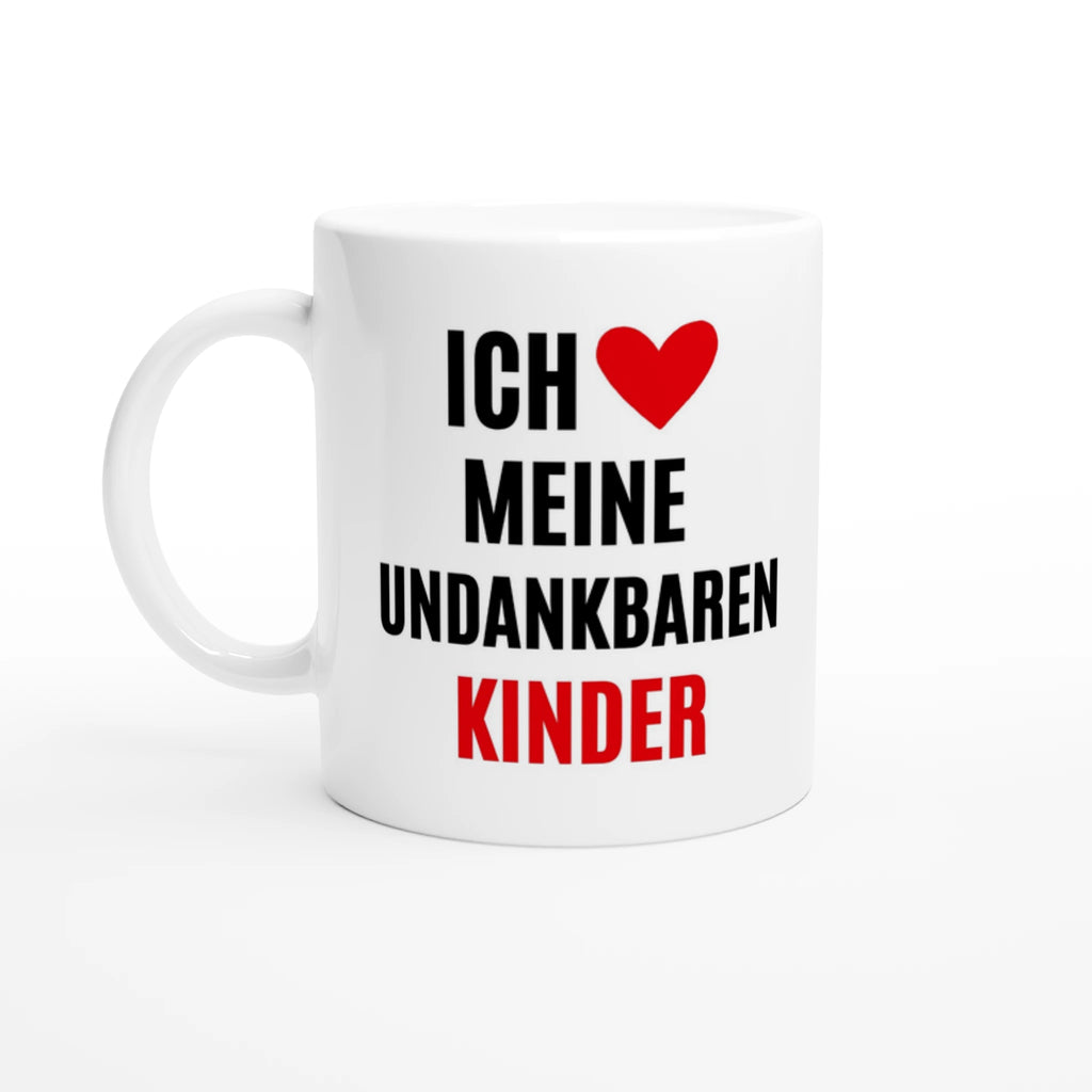 Weiße Eltern-Tasse mit Spruch „Ich ❤ meine undankbaren Kinder“ – Ansicht 2