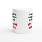 Weiße Eltern-Tasse mit Spruch „Tut mir leid, dass deine anderen Kinder so hässlich sind … aber wenigstens hast du mich!“ – Ansicht 2