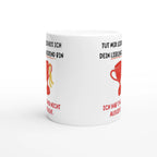 Weiße Eltern-Tasse mit Spruch „Tut mir leid, dass ich dein Lieblingskind bin. Ich hab’s mir nicht ausgesucht.“ – Ansicht 2